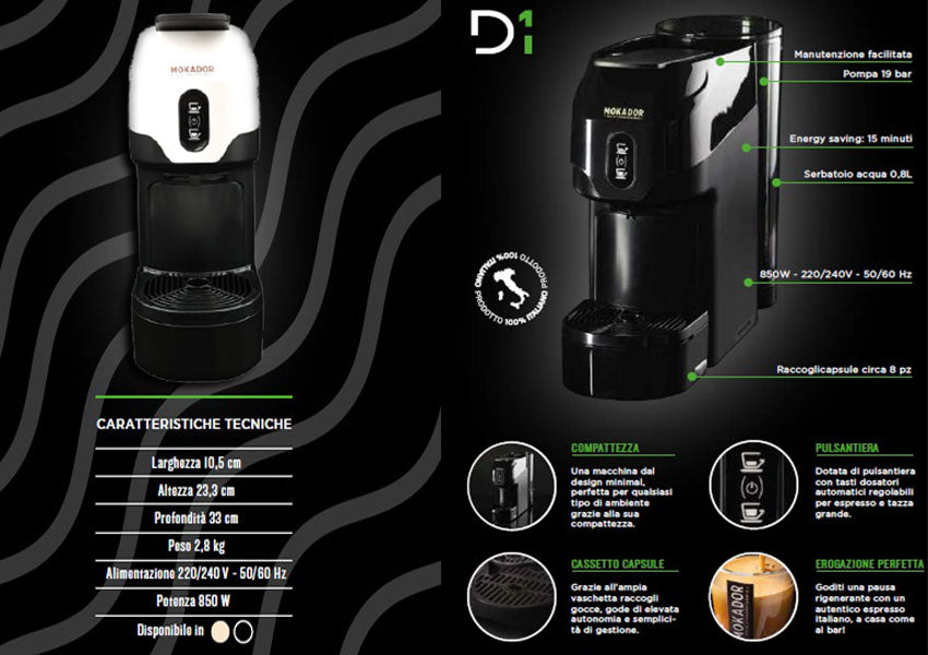 Macchina da caffè Mokador Diva D1 Caratteristiche