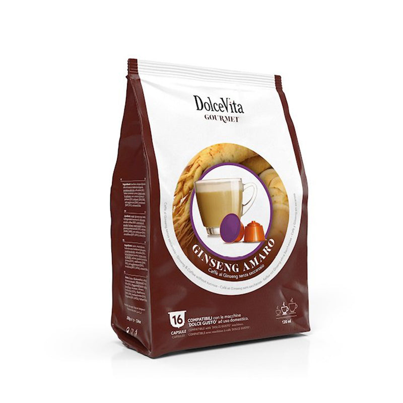 Capsule Gimoka Nespresso 64 Cialde Ginseng Amaro Per Nescafé Dolce Gusto – Gusto Intenso, Basso Contenuto Di Zuccheri E Grassi Ginseng A Modo Mio - Foto 3